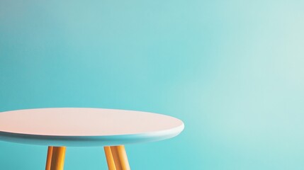 Aufkleber - Serene Minimalist Pastel Blue Stucco Table in Tranquil Field with Gentle Waves and Natural Soft Lighting, Capturing Peaceful Aesthetic