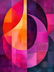 Wall Mural - Vibrant design with overlapping layers of purple and magenta