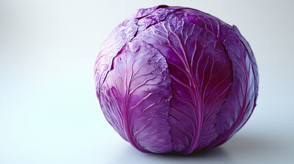 Close-up of fresh whole red cabbage on a light background. Vibrant and healthy vegetable for culinary use.
