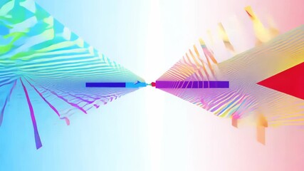 Wall Mural - abstract dynamic 3d shapes in motion with vivid rgb rainbow colors and 90s style