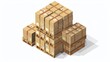 © practice  - Illustration of a pallet stacked with many boxes, isolated on a white background