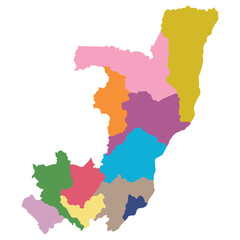  The Republic of the Congo map. Map of The Republic of the Congo in administrative provinces in multicolor