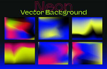 Poster - Set of blurred vector backgrounds in neon vibrant colors.