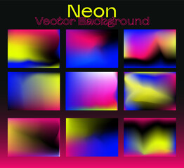 Poster - Set of blurred vector backgrounds in neon vibrant colors.