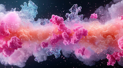 Wall Mural - a colorful cloud of pink and purple smoke. the smoke is made up of many different colors, including 