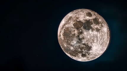 detailed view of the full moon against a starry sky. copy space.