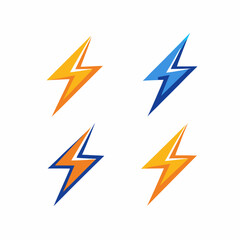 Wall Mural - Lightning initial power bolt  on a isolated white background (4)