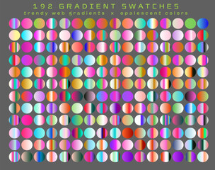 Wall Mural - Collection of various holographic opalescent gradients for graphic design. 