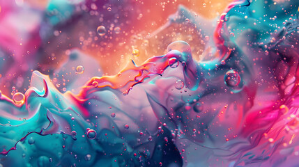 Wall Mural - Abstract Background with Colorful Liquid and Bubbles