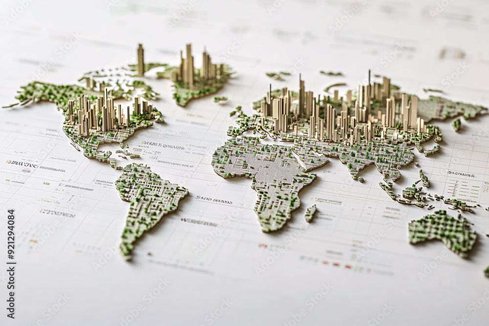 Vibrant 3D World Map with Dynamic Data Visualization and Colorful ...