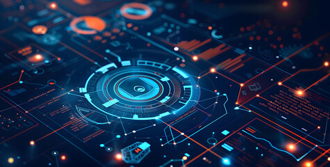 vector abstract security system concept with a fingerprint on technology background design