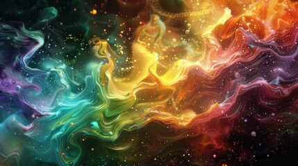 Chromatic Fluid Dynamics: Fluid dynamics visualized with chromatic color shifts, creating a vibrant, ever-changing abstract image.