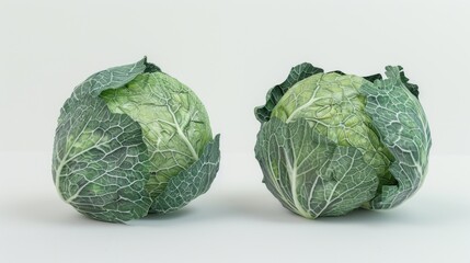 Two Fresh Green Cabbages