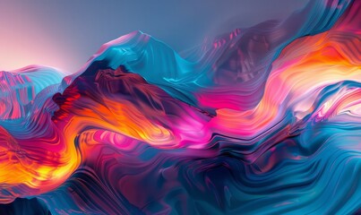 Wall Mural - Abstract landscape with distorted forms and intense colors