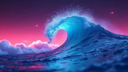 Wall Mural - Wave abstarct neon background