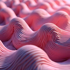 Wall Mural - Pink 3D Waves arranged to create a Colorful abstract background