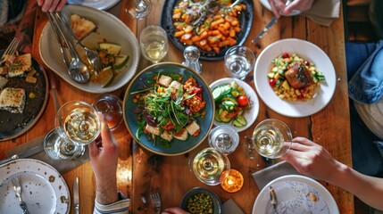 Wall Mural - Overhead view of food served in bowl on table