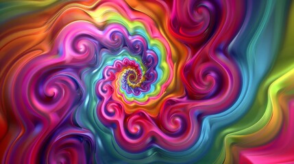 Wall Mural - Psychedelic Swirls: Swirling patterns in psychedelic colors such as neon pink and lime green, creating a sense of movement and energy.