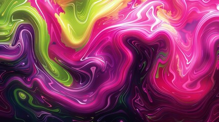 Wall Mural - Psychedelic Swirls: Swirling patterns in psychedelic colors such as neon pink and lime green, creating a sense of movement and energy.