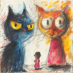  5 year olds scribble drawing cat