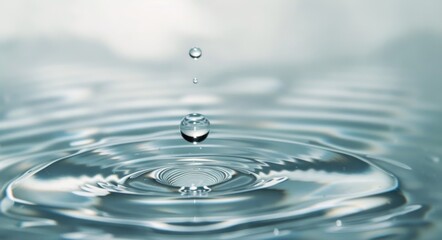 Wall Mural - Water Droplet Creating Ripples in Calm Surface at Daytime