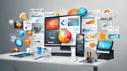 tablet pc with network icons