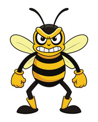 Sticker - A angry bee cartoon character design