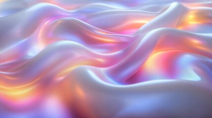 Wall Mural - 3d render, abstract fluid background with colorful waves, blurred lighting. shiny silk or satin clot