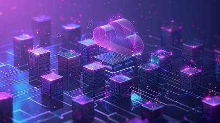 3d concept of big data cloud storage