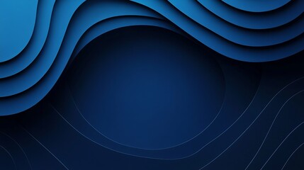 Wall Mural - Blue layered abstract design with curved lines and smooth waves