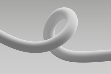 Wall Mural - a smooth, white loop intertwines in a minimalist design against a neutral background