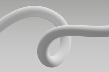 Wall Mural - abstract white sculpture creating fluid curves against a minimalist gray background