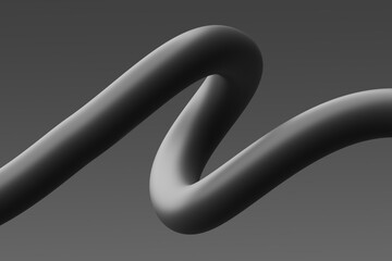 Wall Mural - curved black sculpture with smooth lines against a gray background