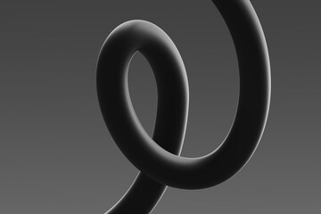 Wall Mural - abstract black sculpture twisting in a loop against a gray background