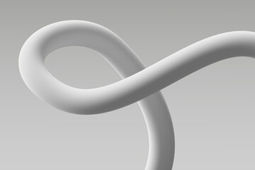 Wall Mural - a smooth white ribbon loops elegantly against a minimalist gray backdrop
