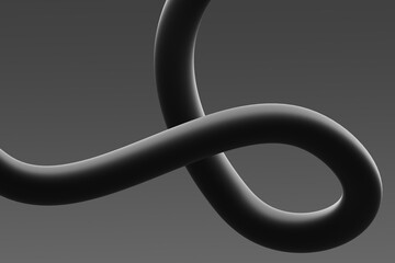 Wall Mural - abstract black ribbon twisting on a gray background creates a flowing design