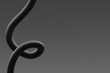 Wall Mural - abstract black curve against a grey background depicting fluid motion and minimalism