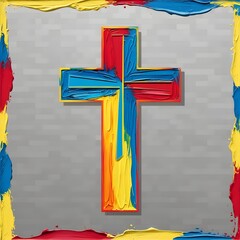 Stylized Christian Cross colored modern style. 