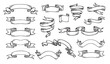 © Yanka - Hand drawn ribbons vintage set. Doodle style black color sketch. Isolated elements.
