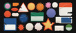 © Alena creator - Wrinkled and distressed blank vintage old labels, stickers, starburst or sunburst badges, price tags.Retro collage various clipping promotional elements with a paper edge ripped in a grunge style.