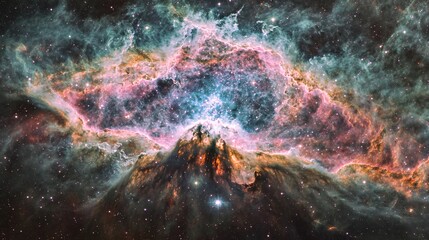 Wall Mural - stunning nebula forms the shape of an abstract mountain, stars and galaxies. the galaxy, colors like