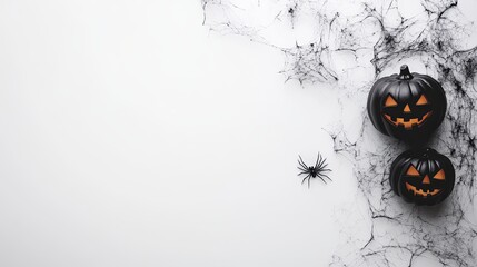 A white background with two pumpkins and a spider