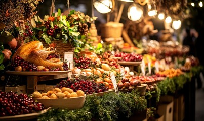 Canvas Print - A table full of food with a lot of fruit and vegetables