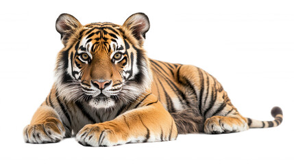 Wall Mural - siberian tiger isolated on white and transparent background
