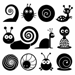 Wall Mural - funny snail cartoon vector icons