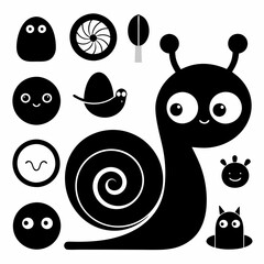 Wall Mural - funny snail cartoon vector icons