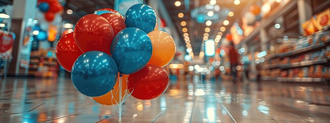 Sticker - Balloons in a Shopping Mall