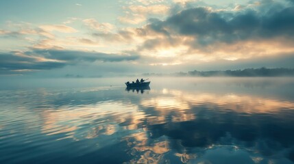 Sticker - Serene Morning on a Misty Lake