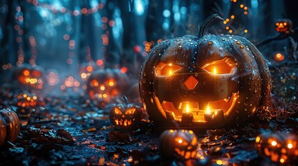 Canvas Print - Jack-o'-lantern in the Forest