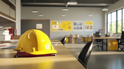 Wall Mural - Generate a photo realistic image of a workplace safety awareness campaign, with safety posters, banners, and employee engagement activities visible; ensure the image is of high resolution 